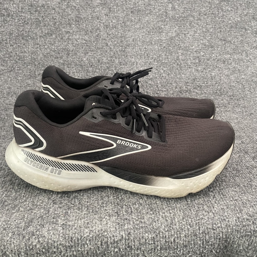 Brooks Glycerin GTS 21 Shoes Mens Sz 12 Black White Running Sneakers 1104201D090